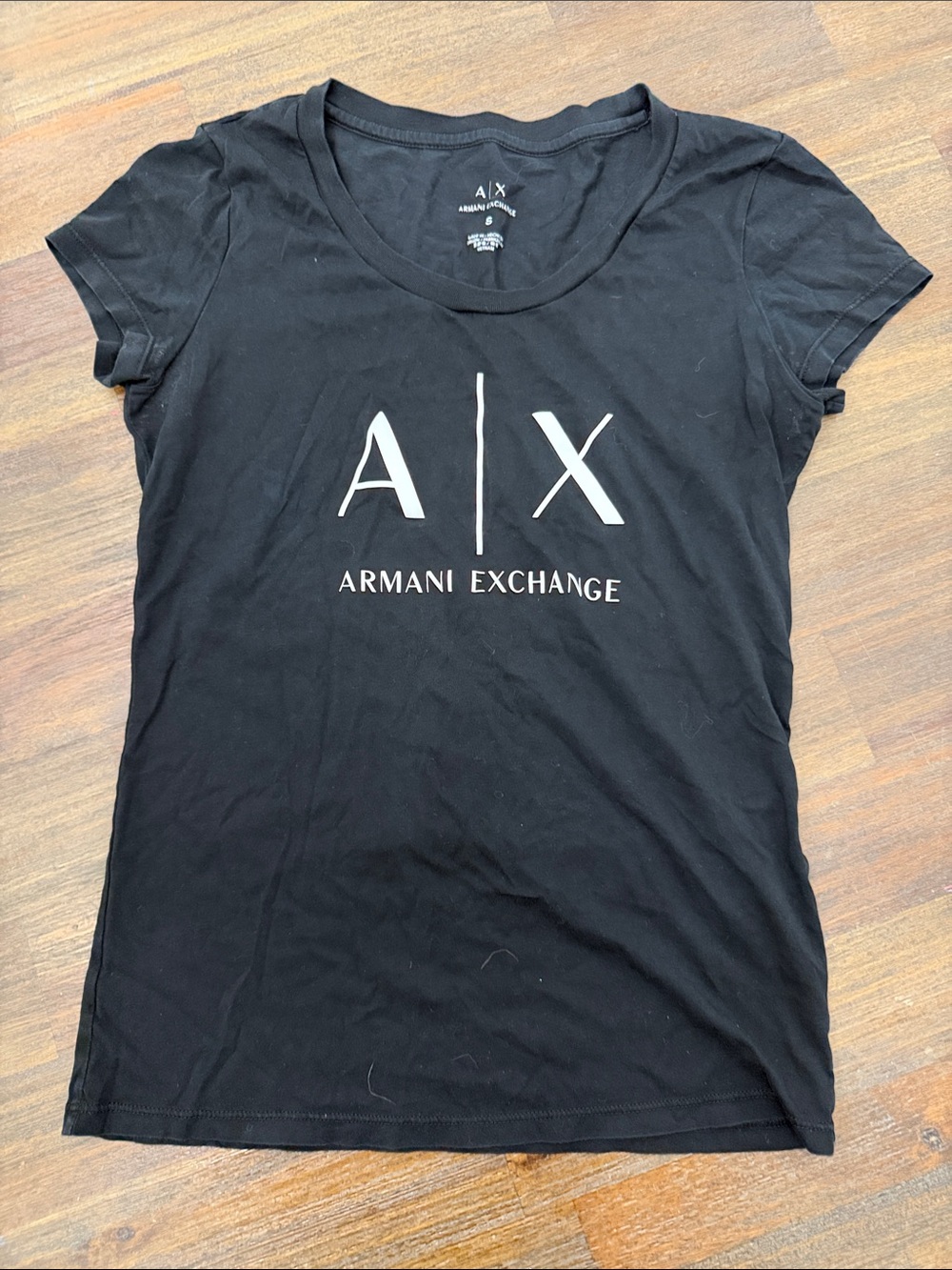 Armani Exchange Black Tee with White A|X Logo